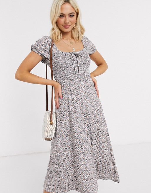Midi sundress with shirring detail