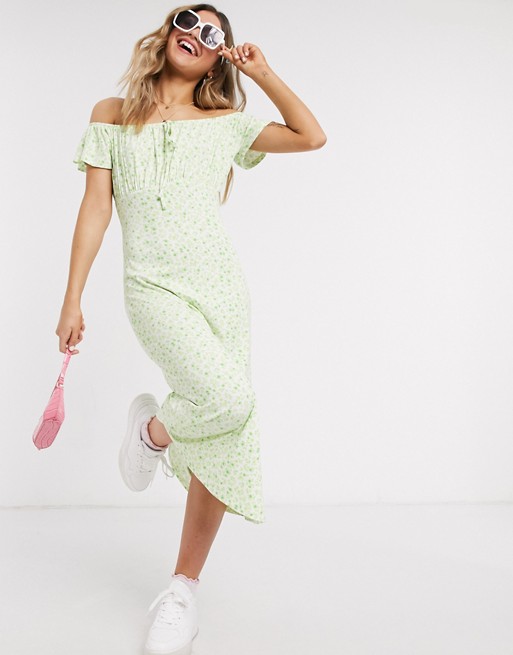 Midi sundress with ruched front